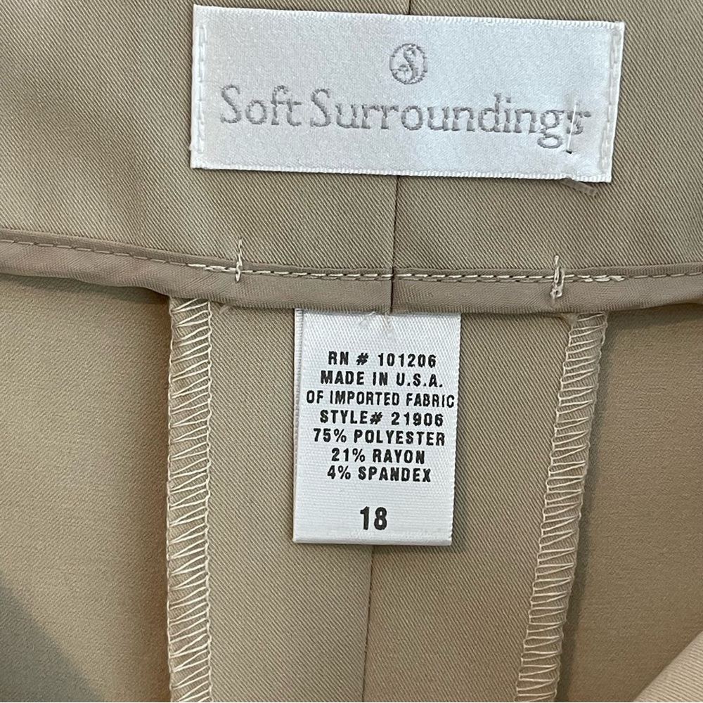 Soft Surroundings Straight Wide Leg Trousers Size 18 Beige Stretch Professional - Picture 8 of 9
